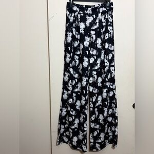 Bebe Sheer Black Floral Wide Leg Palazzo Pants Size 4
